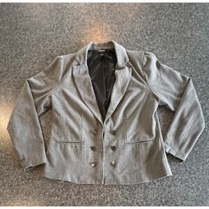 Torrid Blazer Size 00 Fits 10 Grey Peplum Knit Double Breasted Stretch Career